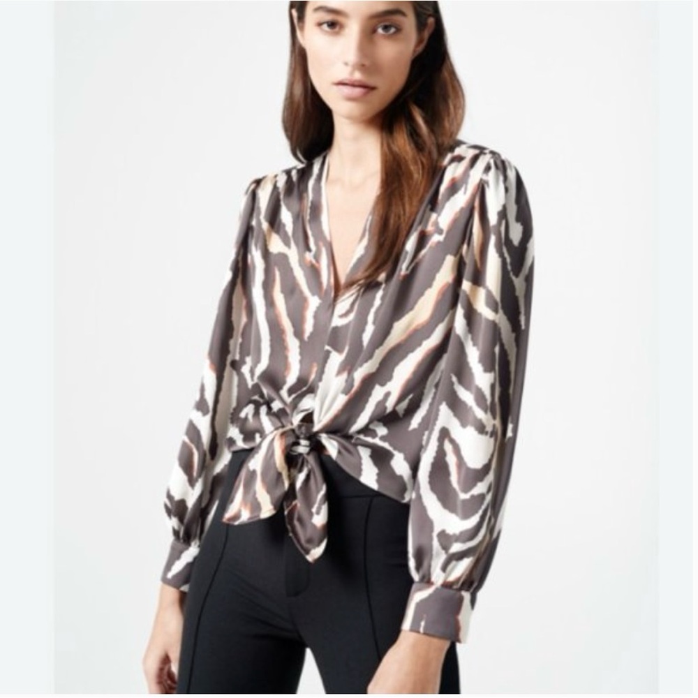 SMYTHE Zebra Print Blouse Top Size Large